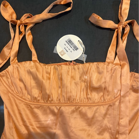 NWT Hello Molly Peach Satin Maxi Dress - Picture 5 of 10